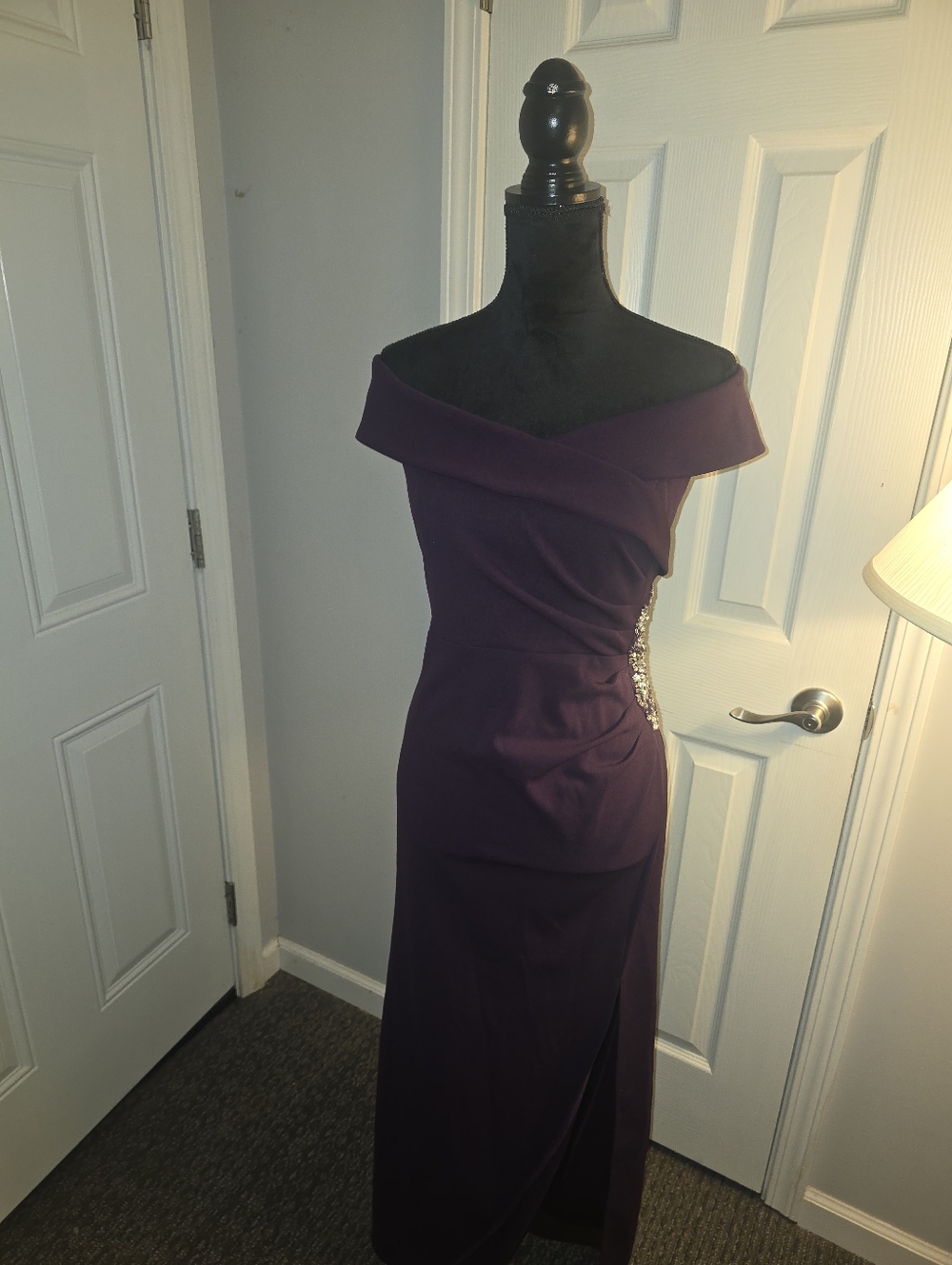 SLNY One Shoulder Purple Dress
